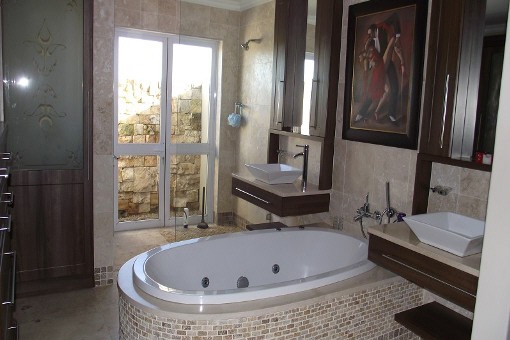 Modern bathroom with two basins