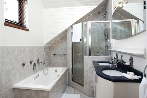 Modern bathroom with two basins